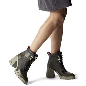 Women’s Size 5 Sorel Brex Lace-Up Heel Boots Sage Dark Moss